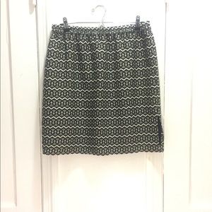 Black tan print pencil skirt LOFT large petite